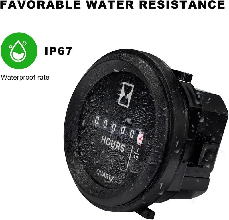 MTRPS Mechanical Hour Meter Gauge, AC 100-250V Round Quartz Timer Snap in Engine Hourmeter, Waterproof Mechanical Timer Precise Hour Gauge for ATV UTV Boat Truck Tractor Generator - Image 5